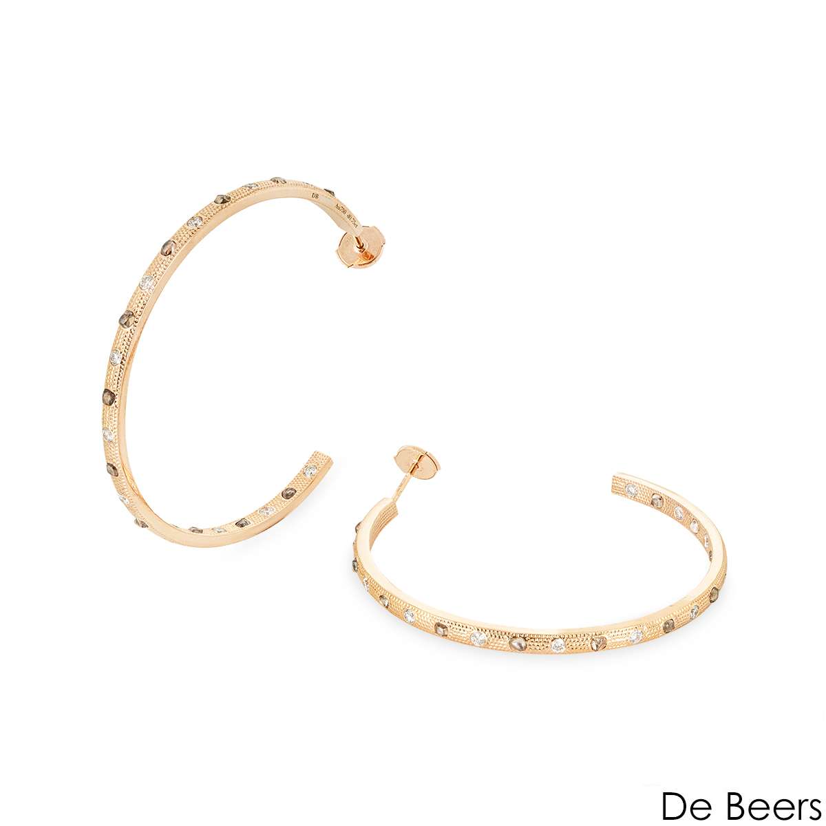 De Beers Rose Gold Talisman Hoop Earrings E103360 De Beers Rose Gold Talisman Hoop Earrings E103360